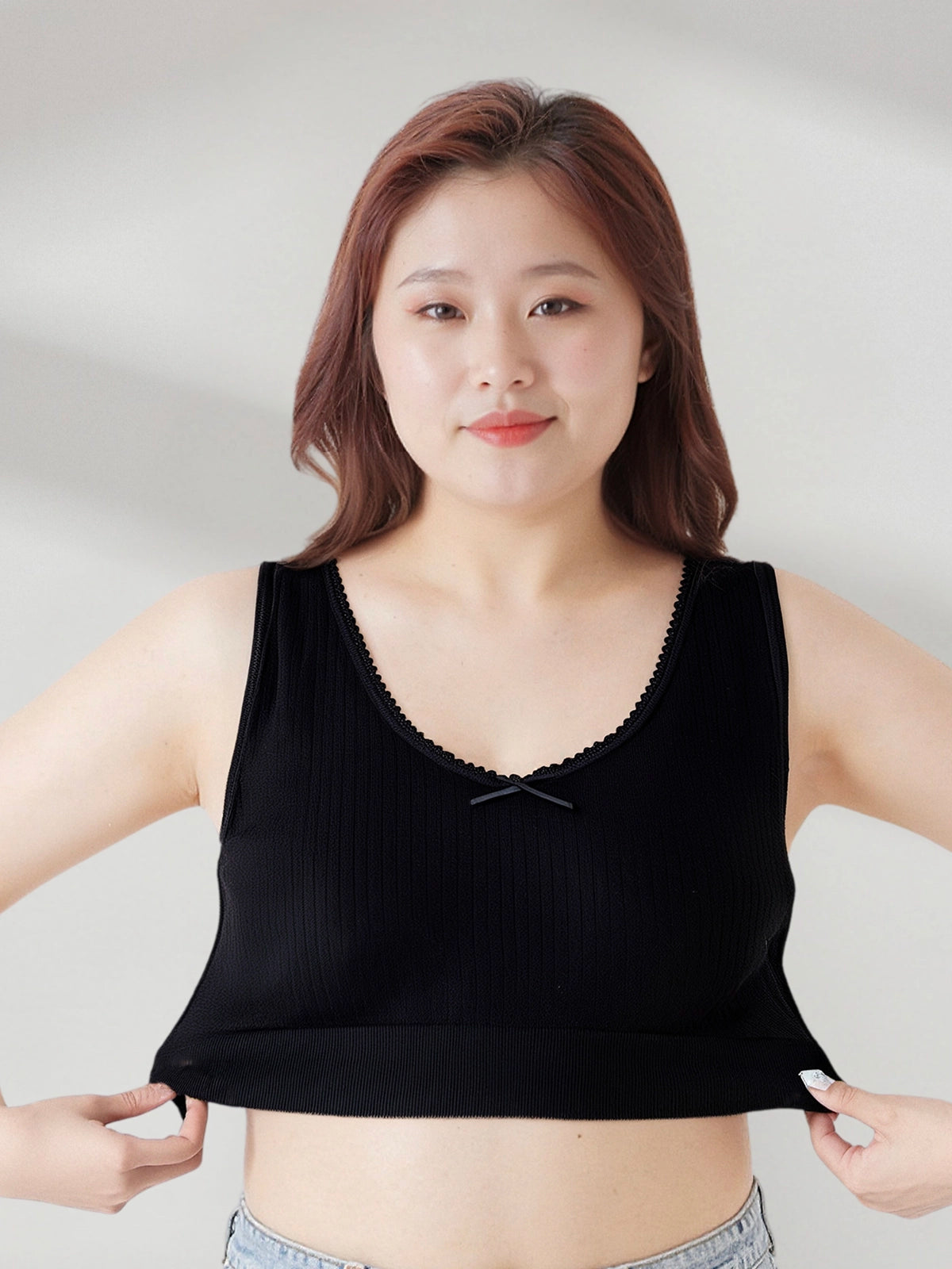 AmplifyLuxe Lace-Trimmed Seamless Bralette