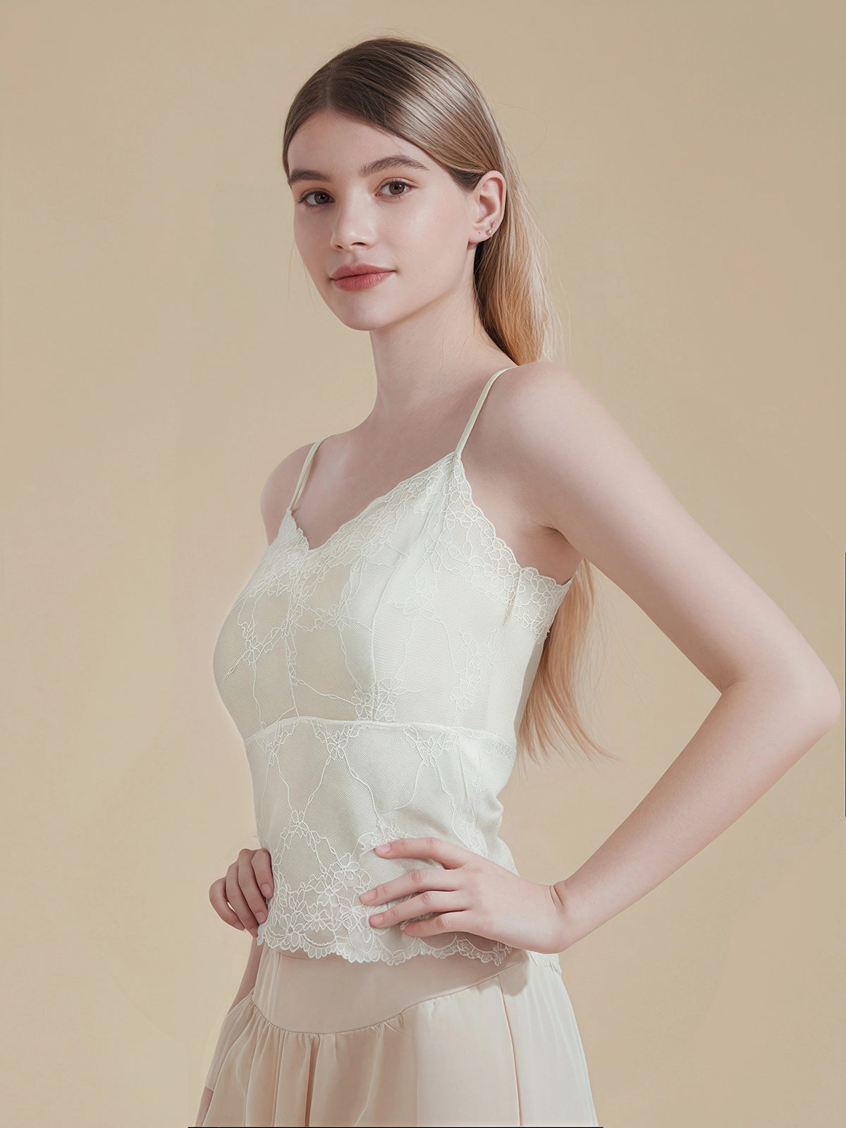 Zenith Silk Lace-Trimmed V-Neck Camisole