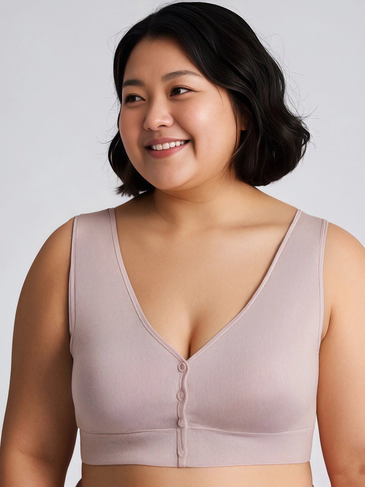 Nude Cotton Front-Hook Bralette