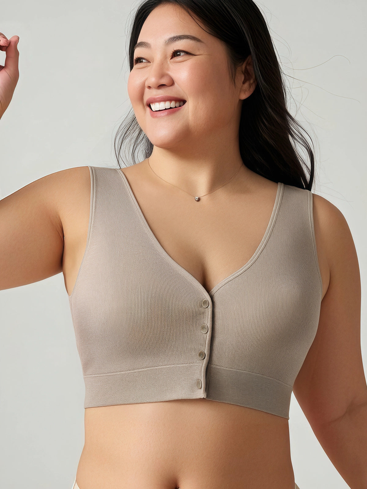 Nude Cotton Front-Hook Bralette