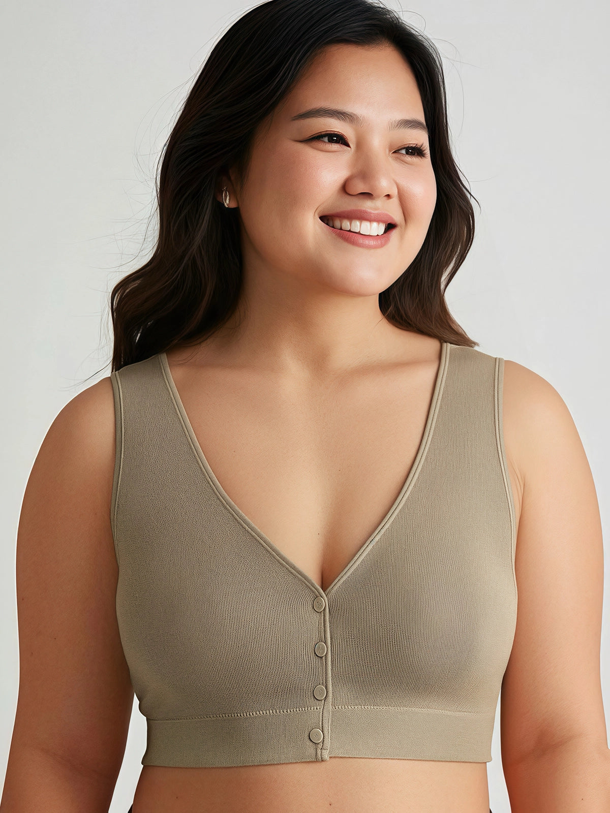 Nude Cotton Front-Hook Bralette