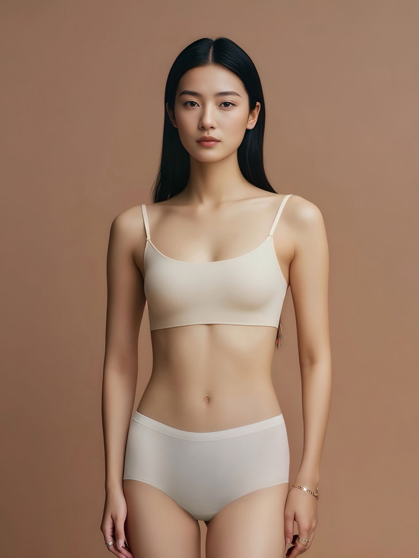 Nude Bare Silk Mid-Waist Briefs