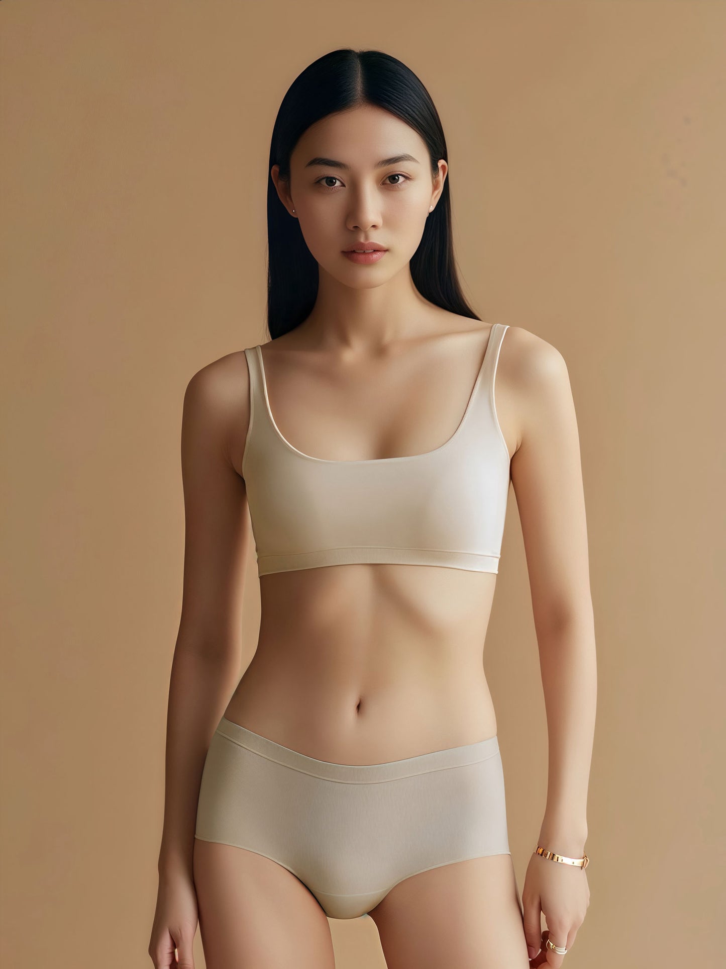 Nude Bare Silk Mid-Waist Briefs
