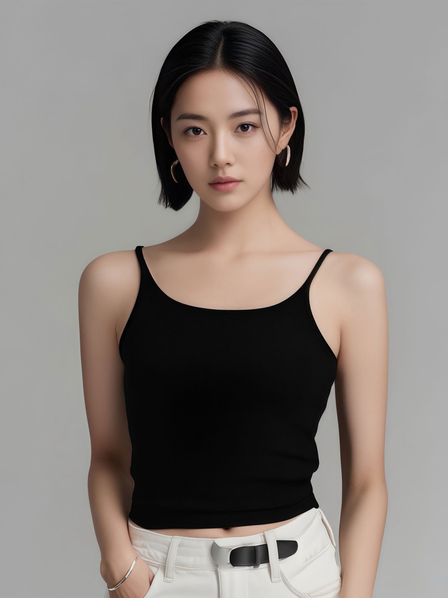Slim-Fit Fixed Cup Strappy Tank Top